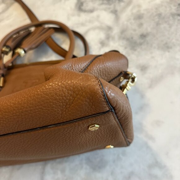 Tory Burch Thea Leather Satchel Top Handle Tan/Brown Gold Hardware - Picture 11 of 14